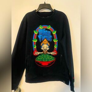 Civilized Funky Farms Men’s Small Black Glitter Zip Pockets Sweatshirt.